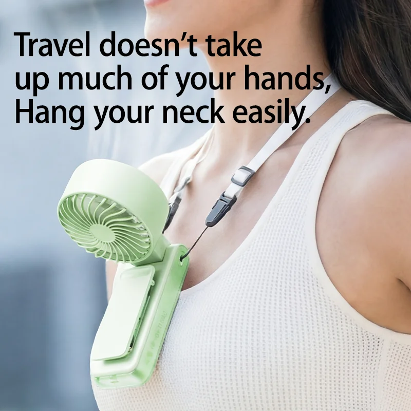 Portable Mini Handheld Turbo Fan USB Rechargeable Electric Fan Clips Waist Fan With Lanyard Wearable Fan Table Desk Folding Fan