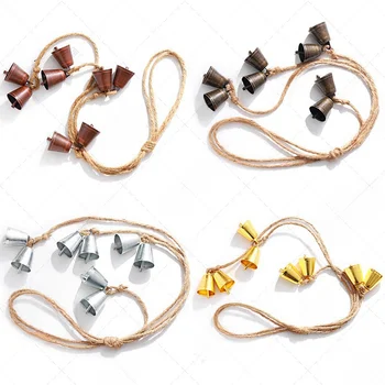 Manufacturers Wholesale 8pcs/string Christmas DIY Decorative Bells Retro Style Garland Hanging Wall Metal Cowbell