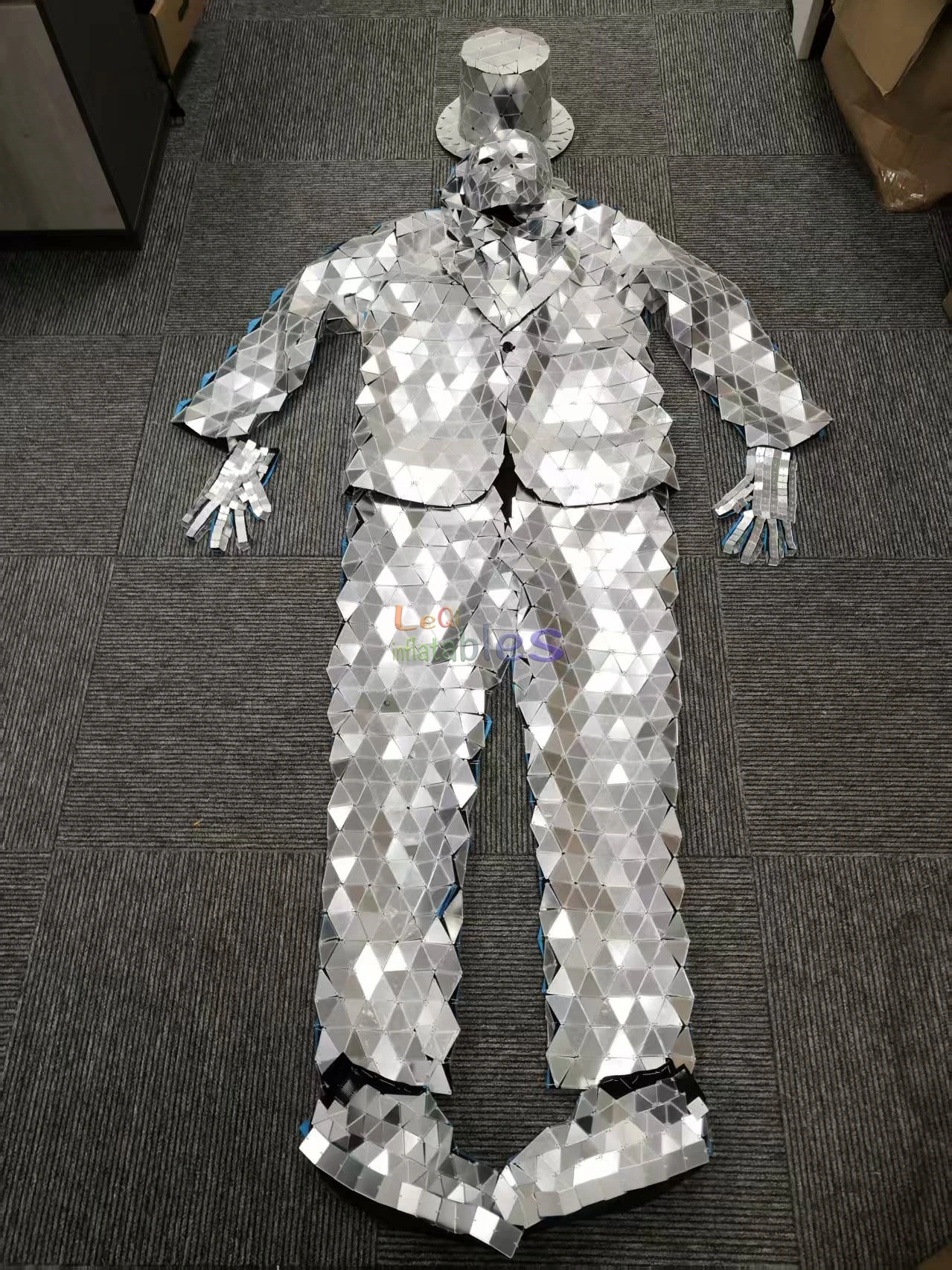 Silver Mirror Robot Costume With Hat Halloween Party Cosplay Costumes Stage  Dance Men Suit Nightclub Bar Show Wear, image size:1279x1706