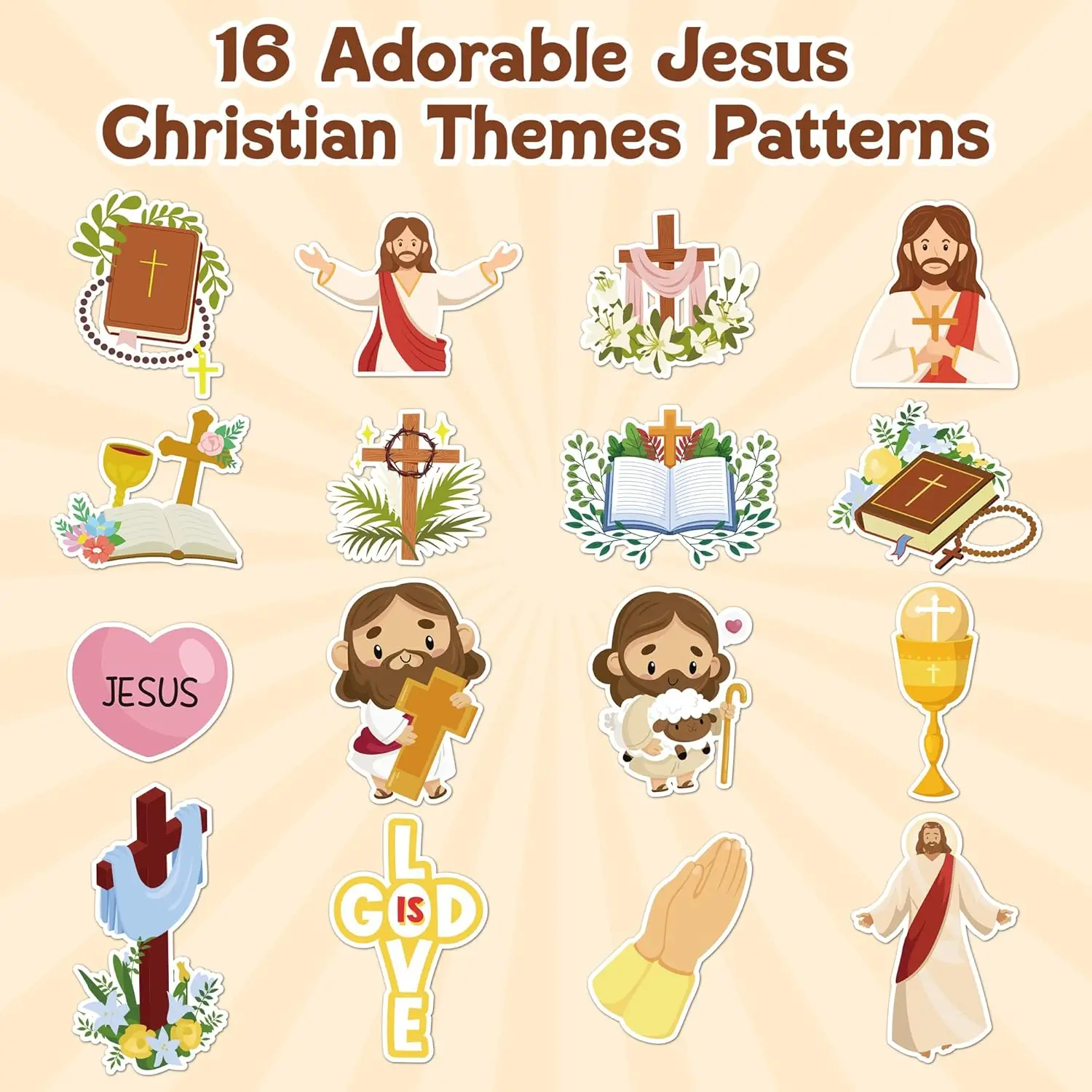 Multi Color Chtistian Religious Theme Hope Love God Is Love Bless You Self Adhesive Sticker Decals for Kids Sunday School