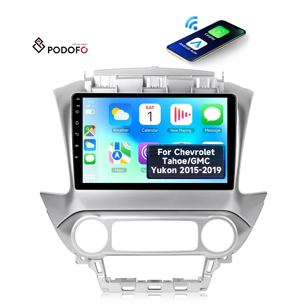Podofo 10'' Car Audio Android Car Radio 4+64G for Chevrolet Tahoe/GMC Yukon 2015-2019 Wireless Carplay/Android Auto OEM Supplier A8500A3755