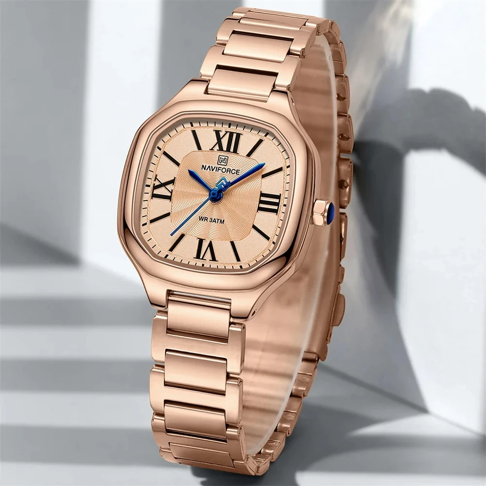 NAVIFORCE New Women Watch Quartz Waterproof Top Luxury Brand Lady Wristwatch Steel Bracelet Original Female Girl Clock Gift 5042