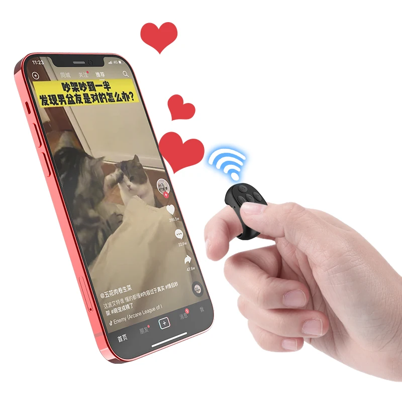 2024 TIK Tok Bluetooth Remote Control Tiktok Wireless Scrolling Control Page Turner Rechargeable with Ring Design and Charging C