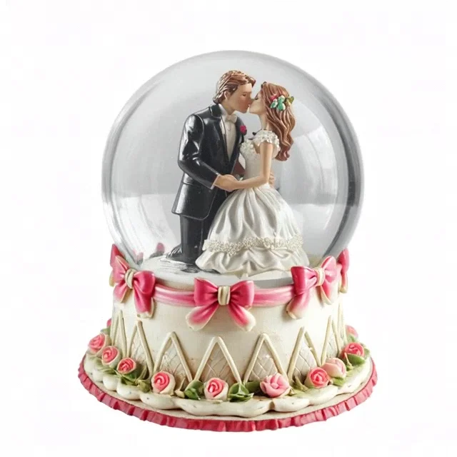 Resin 100mm Romantic Snow Globe - Perfect Wedding Gift