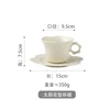 Matte milk white glaze flower pattern cup and saucer