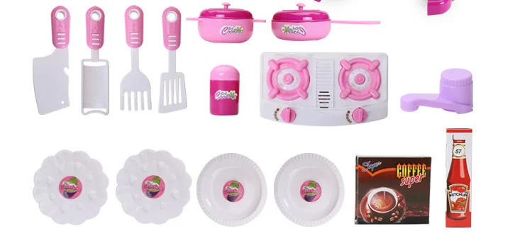 Wholesale plastic baby children kids food kitchen set toy pretend play toys kitchen utensil set for girls and boys kids cooking
