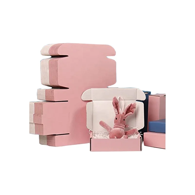 Customized Logo Pink Shipping Boxes For Hoodies Foldable Corrugated Carton Box Underwear Clothing Packaging Mailer Boxes