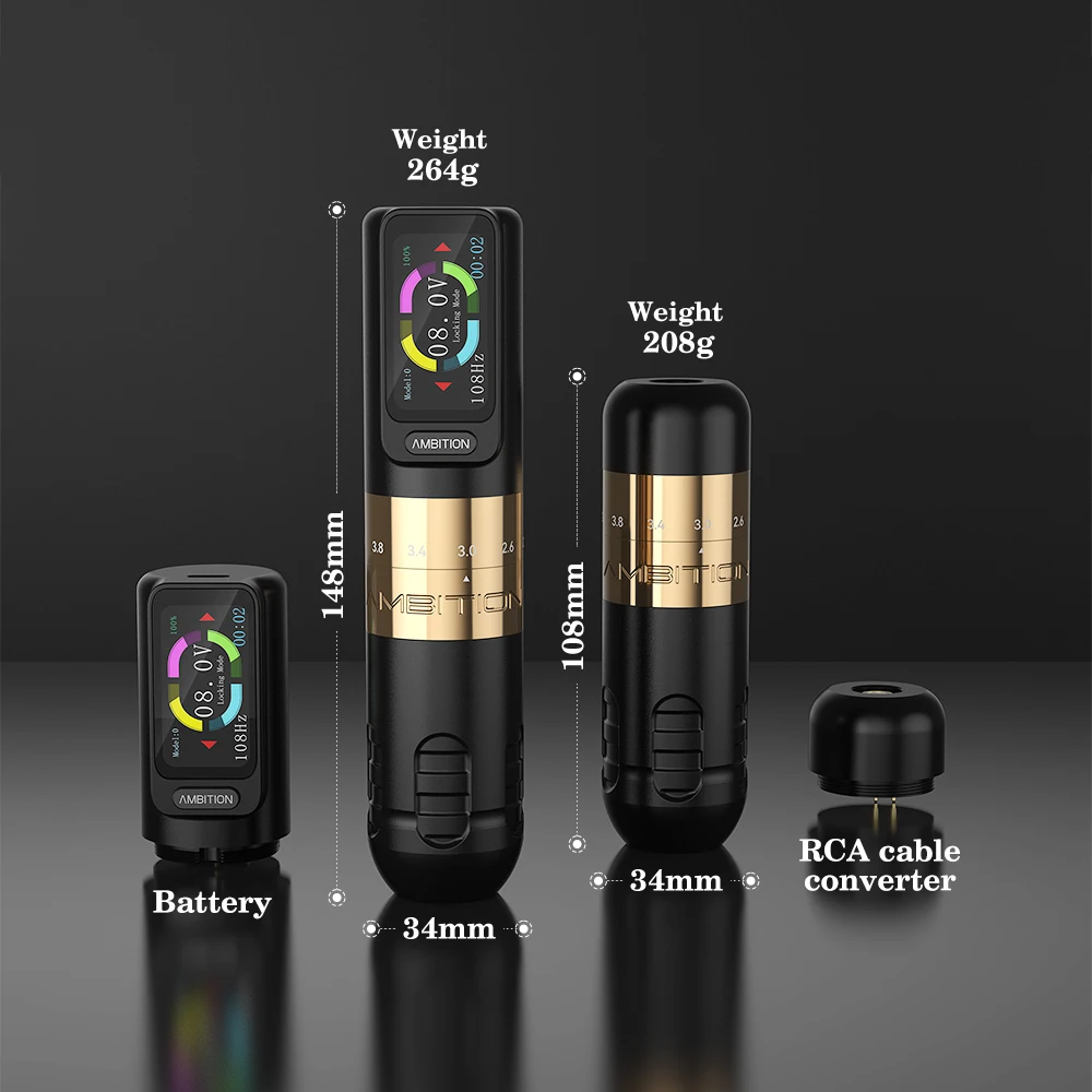 Ambition Seher 2.2-4.2mm調節可能ストロークプロ電気タトゥーガン