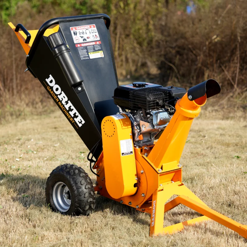 7HP Gasoline Engine Tree Branch Leaf Wood Chipper Shredder Double Sides Blades Crusher Wood Chipping Machine