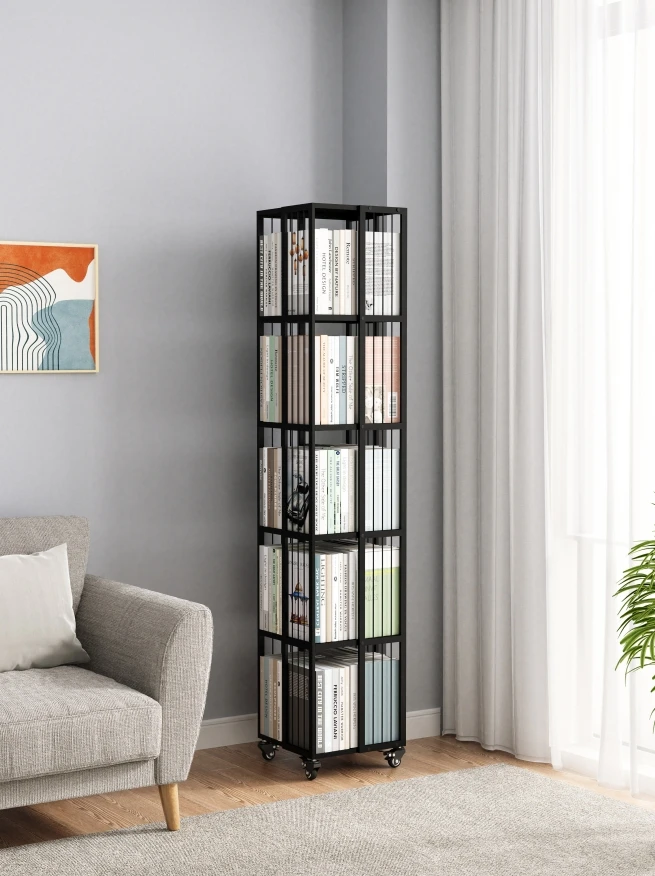 Excellent Quality Modern Design Style Rotating Bookshelf 360-Degree Metal Bookcase