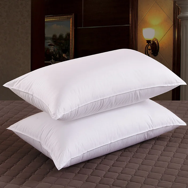 Wholesale five-star hotels full cotton feather silk cotton pillow core home sleep aid machine washable pillows factory