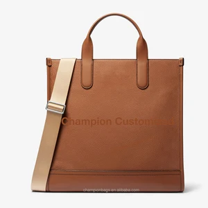 Custom Pebble Leather Mens Large Working Laptop Tote Bag Shoulder Shopper Handbag Purse for Men