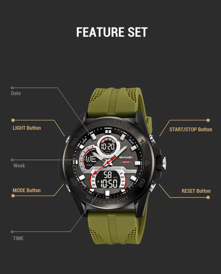 Skmei 2486 Top 10 Brands Hot Sell Man Digital Watch Stylish Silicone Band Waterproof Calender Chronograph Casual Watch Supplier