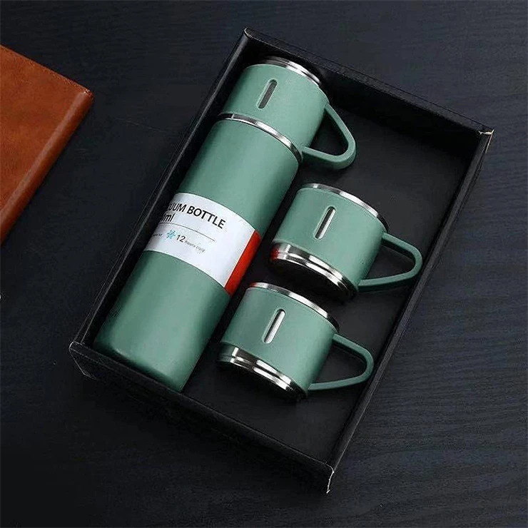 Vacuum Flask Set 3 Cups Insulated Water Bottle Travel Coffee Mug Stainless Steel Vacuum Flask Coffee Cups Water Flask  Drinks