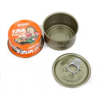 Customized Empty Caviar Tins Empty Tuna Can Packing Round Tuna Tin Can With Easy Open End Lid