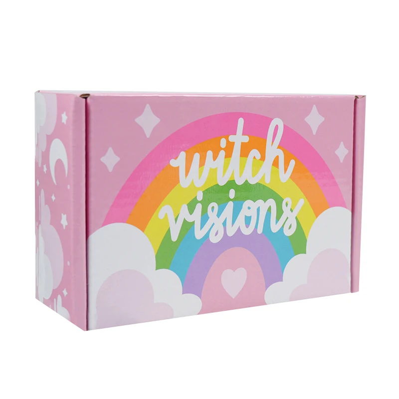 Lower Factory Price Customized Print logo pink Silver Foil Gift Packaging Corrugated Shipping Mailer Paper Box