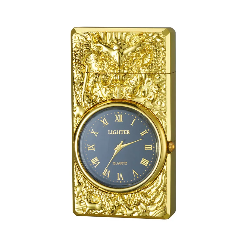 Креативная зажигалка с одним пламенем товары для вечеринок светильник часов гравировкой дракона зажигалки сигарет и сигар