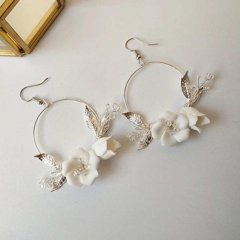 Mixed Styles Handmade Ceramic Flower Bridal Earring Wedding Pearl Earrings Fashion Women aperçu 16