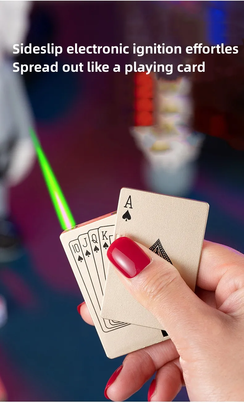 Green Flame Ace Card Poker Lighter Metal Windproof Cigarette Lighter