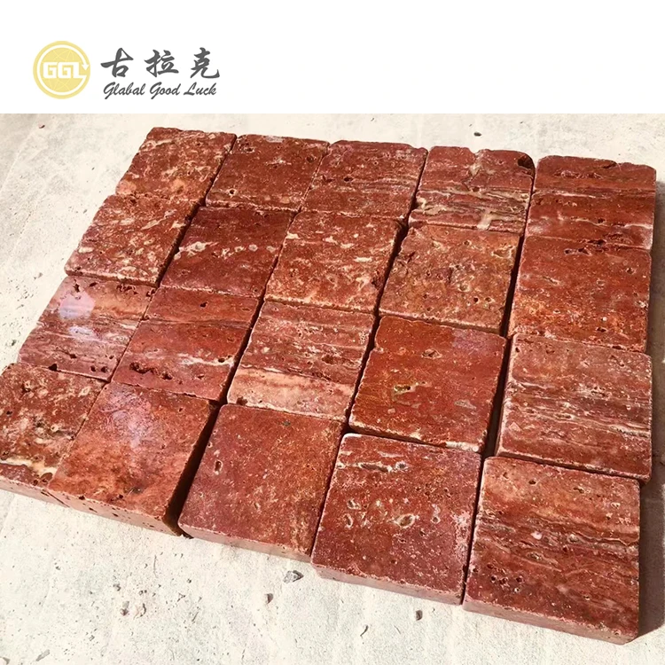 Red Travertine Marble Slab Decoration Material for Table Top Counter Top and Project Tile Etc. factory