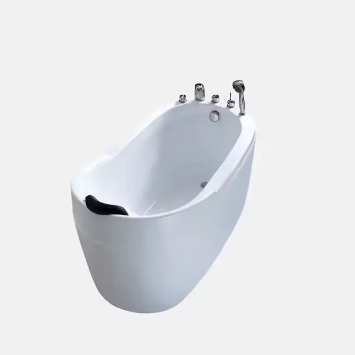 Latest Design Apartment Modern Bathtub Wholesale White Acrylic Durable Bathroom Tub with Faucets and Pillow