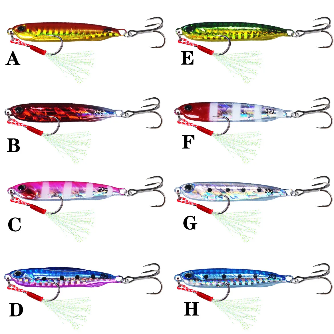 Metal Jig Fishing Lure 8 Colors 10g 60g Japanese Bass Trout Fishing