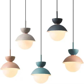 Newly Designed Modern Hang Lamp Nordic Stype Lampshade Diy Kids Room Deco Iron Glass Pendant Light E27 Fitting Chandelier