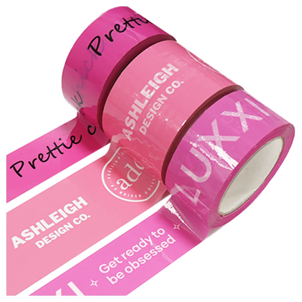 Custom Printed Branded Pink Brand Bopp Shipping Adhesive Packaging Tape