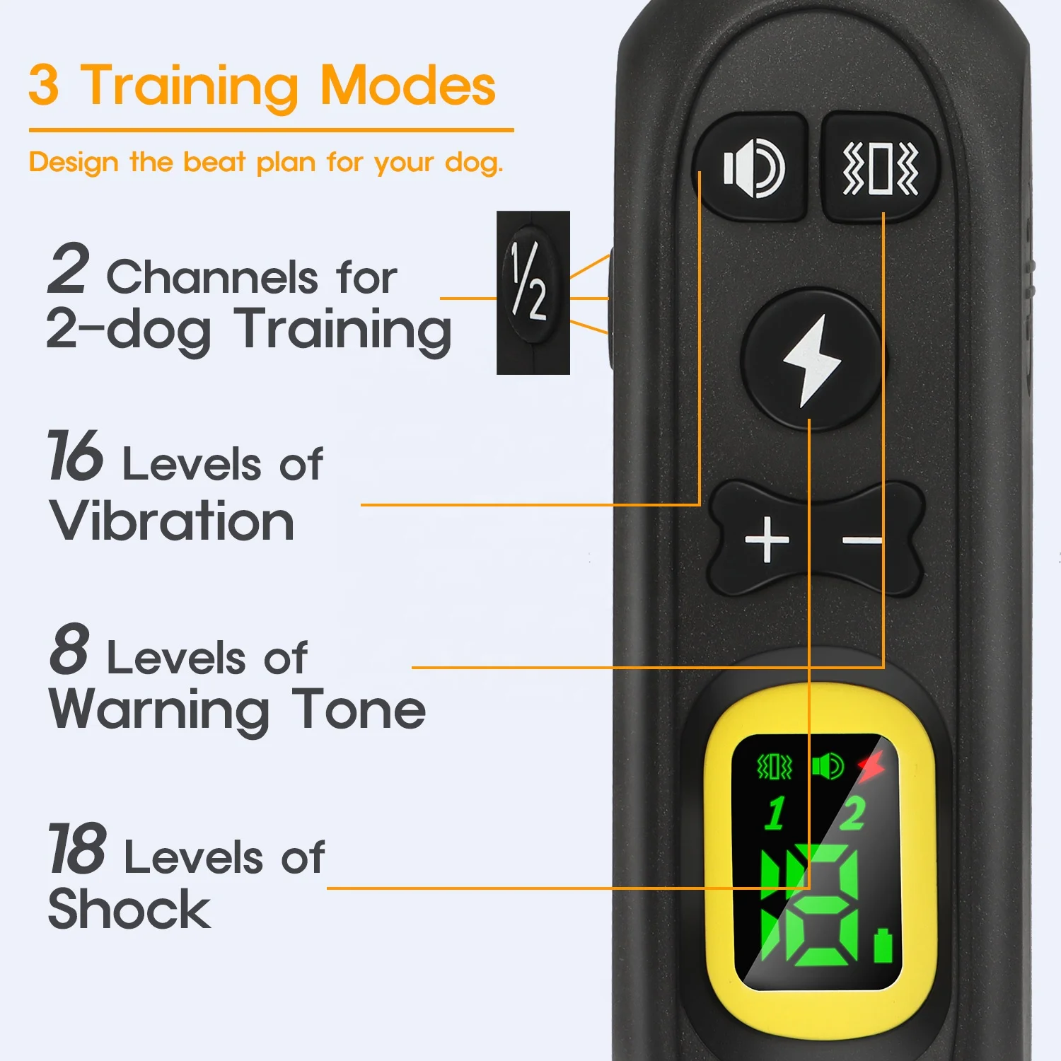 P19 Dog Bark Training Collar With Remote Vibration Shock Beep Modes Rechargeable And Waterproof