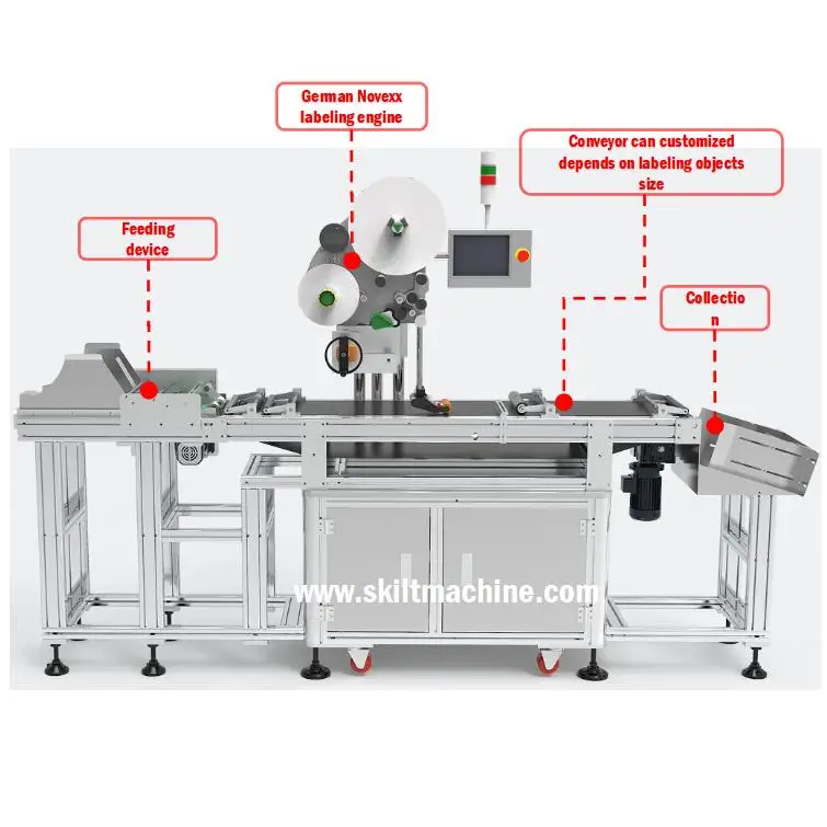 SKILT Automatic Plane RFID Tag Label Labeling Machine Label Applicator with Feeder