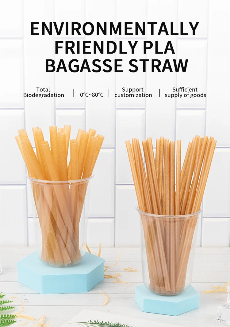 LOKYO 12mm biodegradable eco straw custom printed bagasse fiber boba
