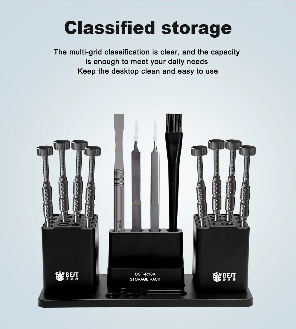 BST-R16AFlame Retardant Repair Tools Rack Holder Rack Plier Screwdriver Solder Iron Tip Organizer Storage Display Rack