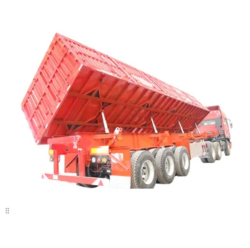 3-axle 13-meter side-turn dump semi-trailer is used to transport coal, sand, gravel and construction materials