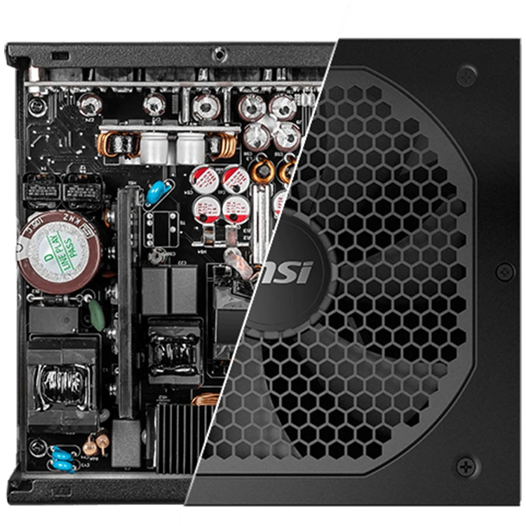 品牌msi Mpg A850gf黄金电源，850瓦功率瓦数80加全模块支持nvidia