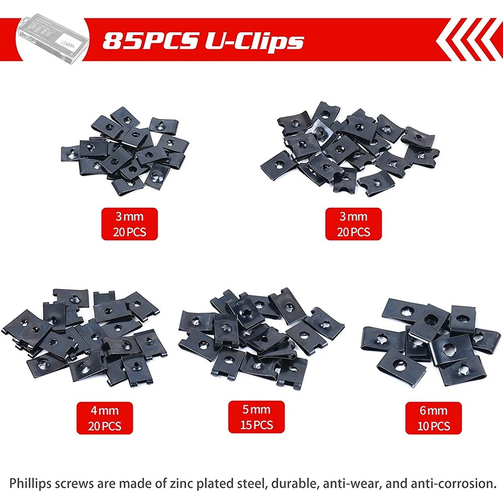 130 Pcs U Type Nut Clip Screw Set Automotive Nut Fasteners Clips U - View #9