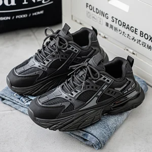 Summer New Breathable Mesh Men's Sneakers Heightening Thick Bottom Cold Sticky Lightweight Casual Sports Running Shoes