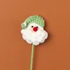 Cabeza de Papá Noel verde claro con ramas florales - (Poste Verde)