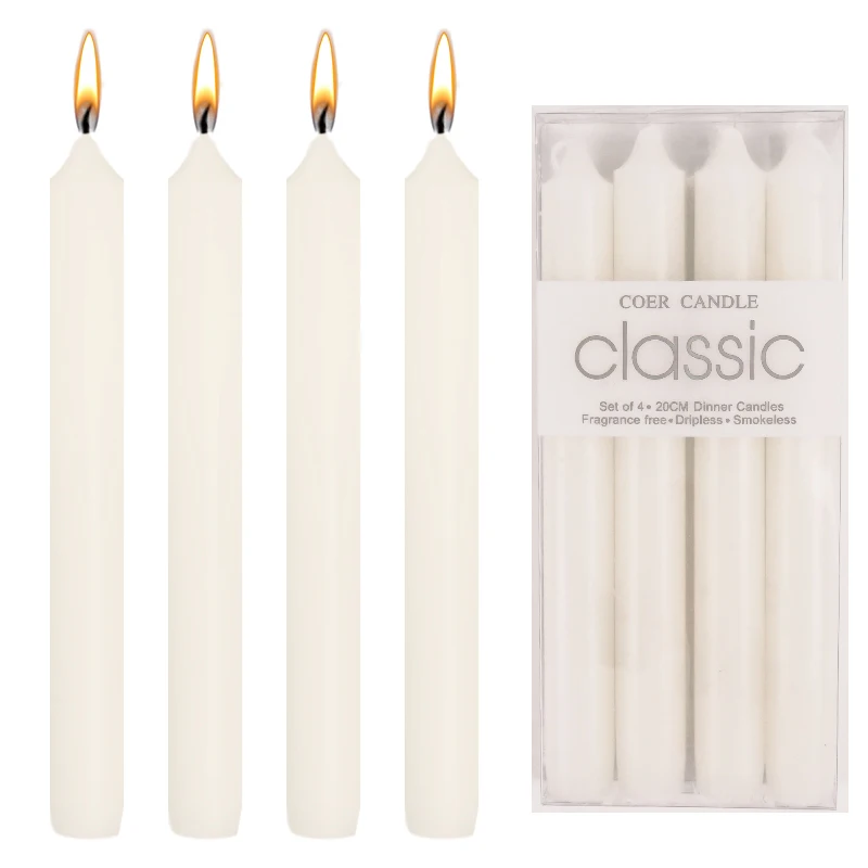 OnlineStreet Candele quadrate da chiesa, non profumate, bianche, con lunghi tempi di combustione: 30, 60, 90, 180 e 360 ore, per uso domestico (90 ore di combustione, confezione da 2