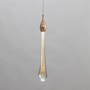 Nordic Style Simple Living Room LED Cylinder Raindrop Crystal Pendant Light for Dining Room Foyer