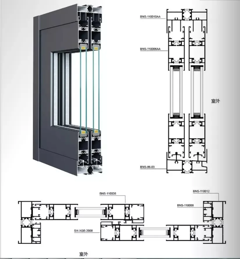 Aluminum Factory Price Customized Double Glass Aluminum Sliding Window for House Hotel Villa