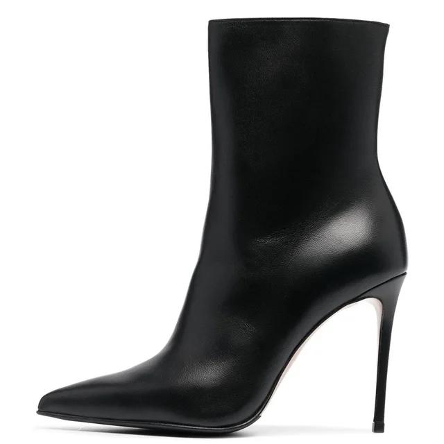 Thin high-heeled pointed ladies boots black fashionable elegant short boots sexy ladies high-heeled shoes