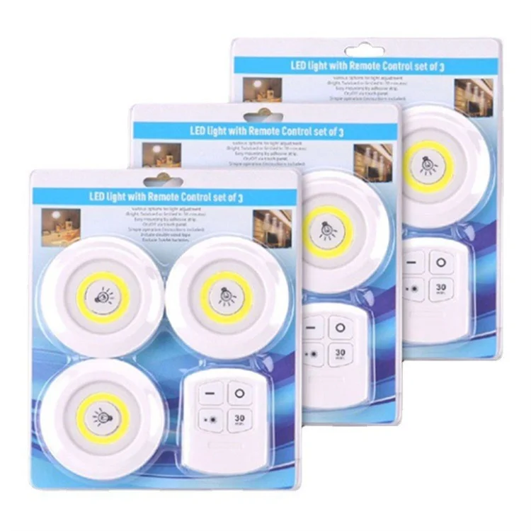 Indoor Remote Control Night Light Kit 5 LED COB Clap Lamp Cabinet Free Punch Remote Control Touch Light
