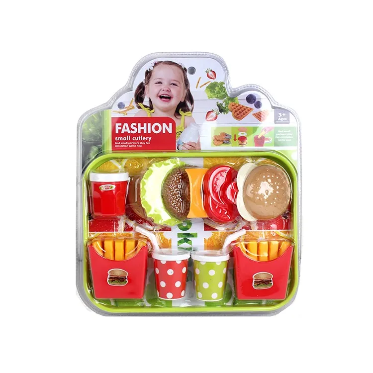 Пластиковый детский мини-набор для фаст-фуда, кухонный набор для гамбургеров, игрушечный набор