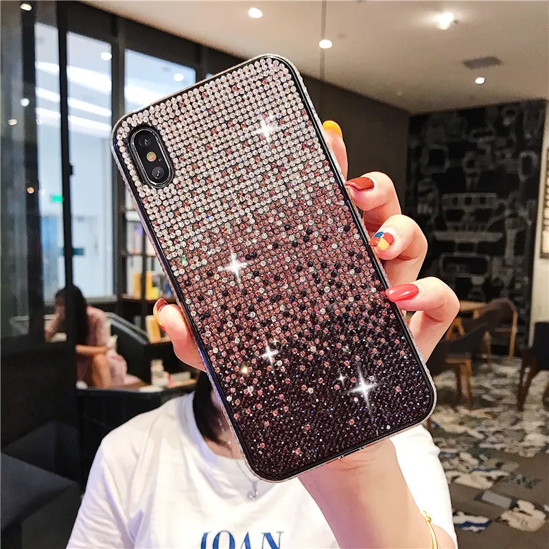 thumbnail interactive-video image 1 of Luxury Rhinestone Gradient Bling Phone Case – For IPhone 14 13 Pro Max 12 11 XS XR – TPU Glitter 1 of 3
