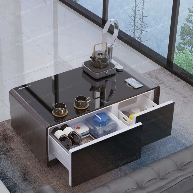 Apartment Refrigerator Party Tea Table Fridge Mobile Phone Charging Smart Coffee Table Music Fridge Table Smart Furniture
