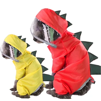 Pet Dog Four-Legged Waterproof Polyester Raincoat Dinosaur Transformation Teddy Bear Winter Supplies Factory Direct Rainy Day