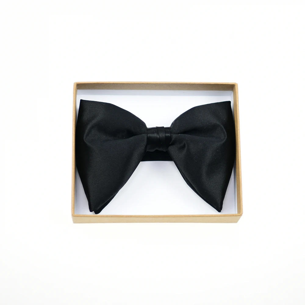 Mens Oversized Satin Silk Bow Tie Solid Color Formal Tuxedo