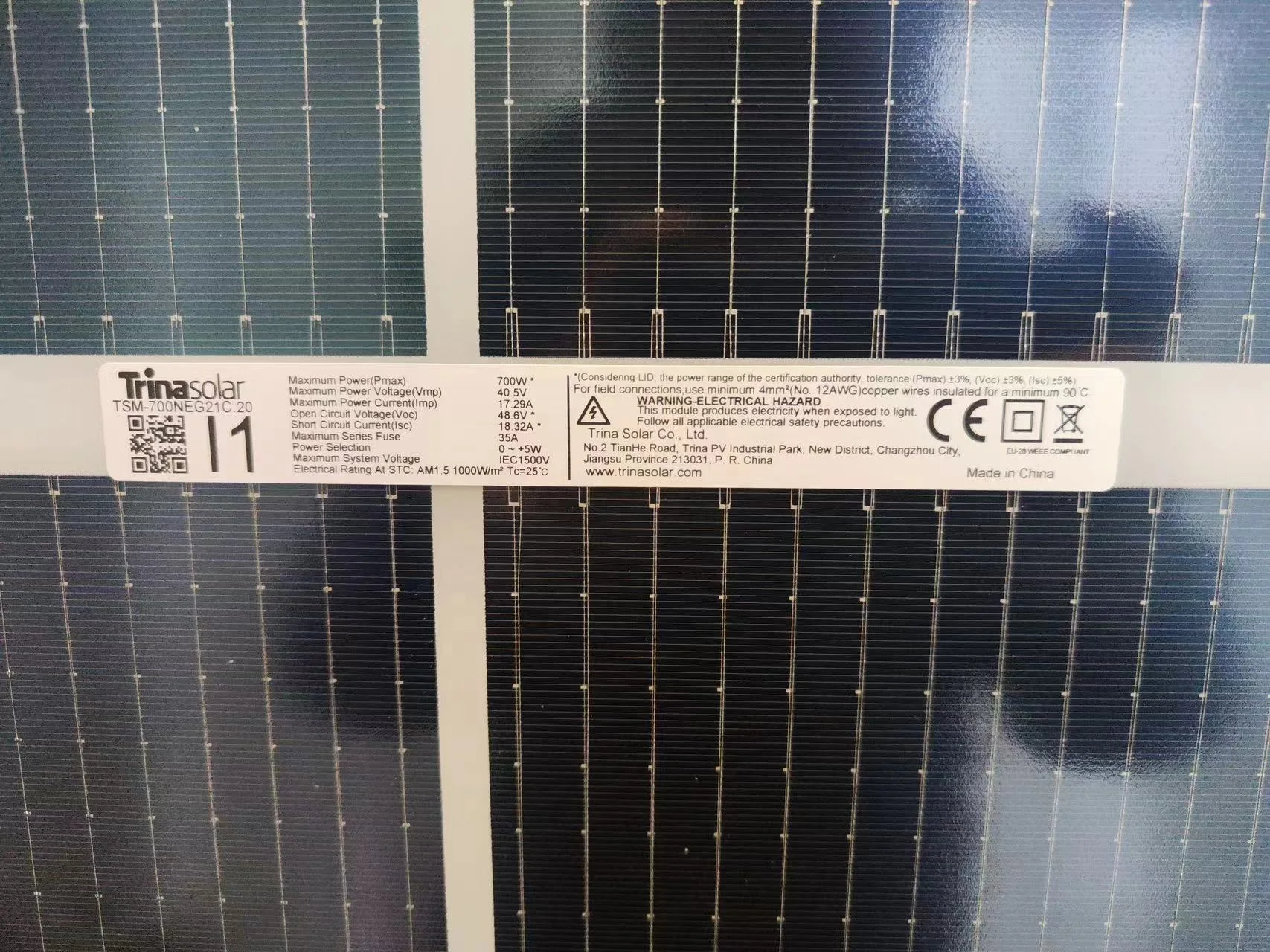 Trina Solar TSM-NEG21C.20: Bifacial 700W-710W Solar Panel for