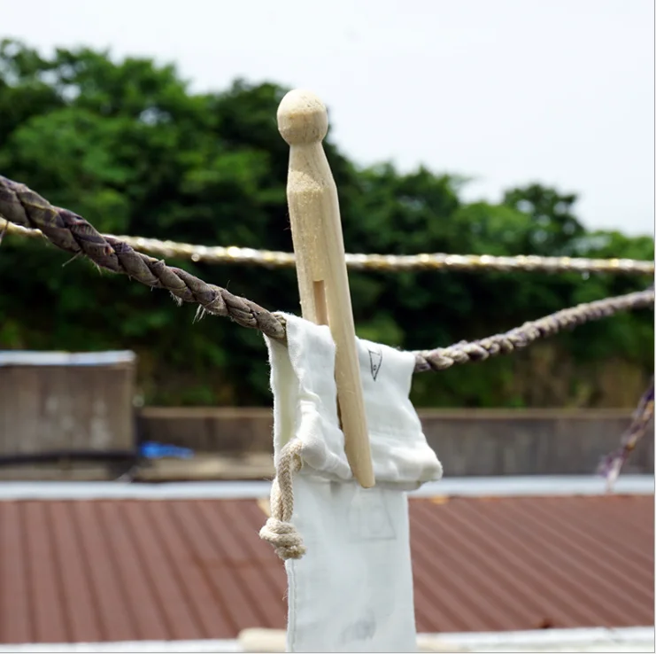 Natural Wood Color Round Head Doll Pegs Wooden Clothespins Clips