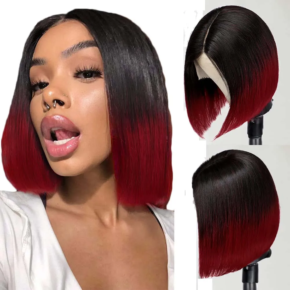 Dark red bob purchases wig